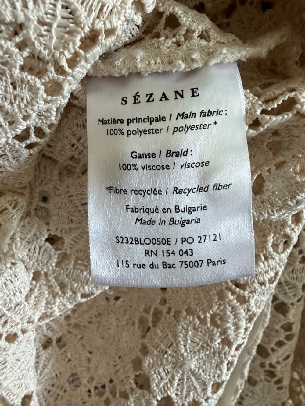 🇫🇷 Sézane Jordyna Blouse, Cream - Picture 7 of 8